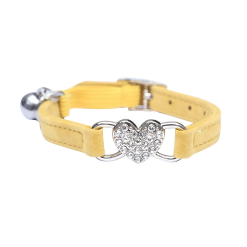 Heart Charm and Bell Cat Collar Safety Elastic Adjustable with Soft