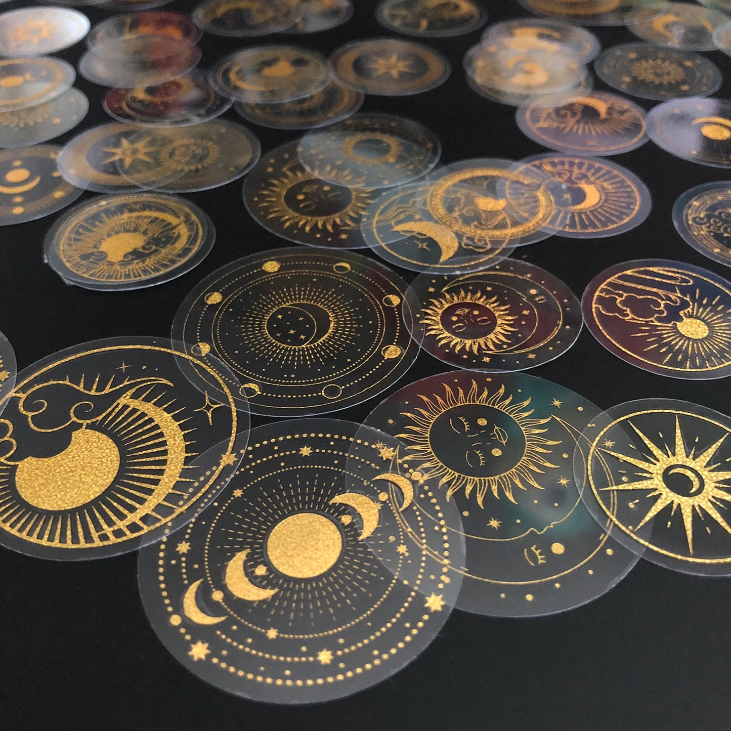 70 pcs Glitter Gold PET Adhesive Stickers Waterproof Transparent