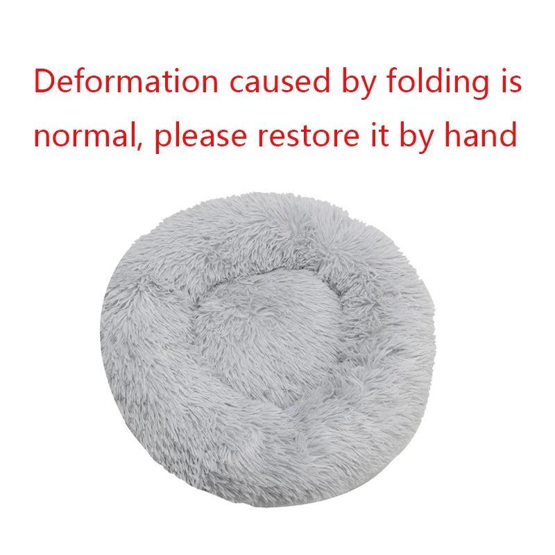 Round Dog Bed Winter Warm Cat Bed Plush Basket for Dog Washable Pet