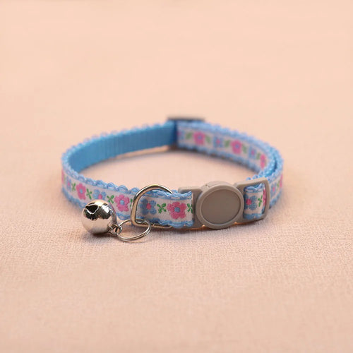 Hand Knitting Flower Pet Collar With Bell Colorful Retro Style Cat