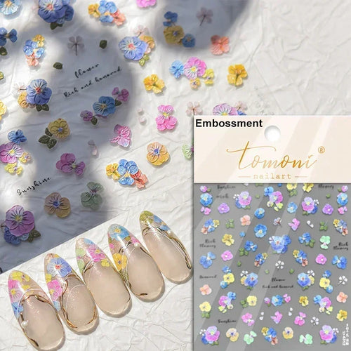 1piece 5Dcute tulip flower nail stickers high quality self-adhesive