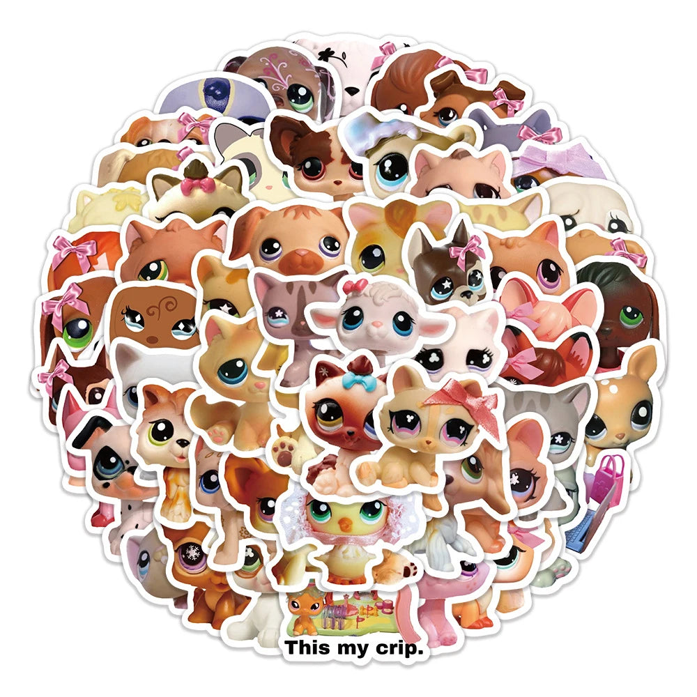 10/30/60pcs Cute Cartoon Littlest Pet Shop Stickers Funny Game Sticker