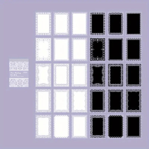 30pcs, Vintage Style Black And White Lace Stickers Book DIY Diary Junk