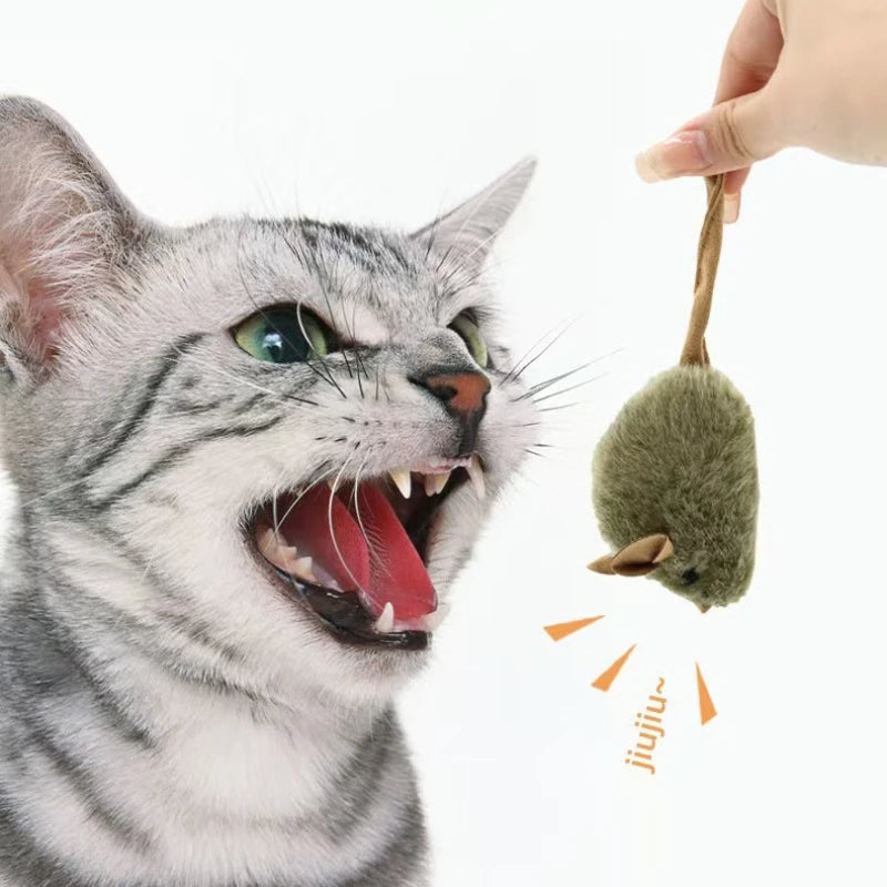 Funny Plush Cat Toy Simulation Mouse Automatic Chirping Interactive