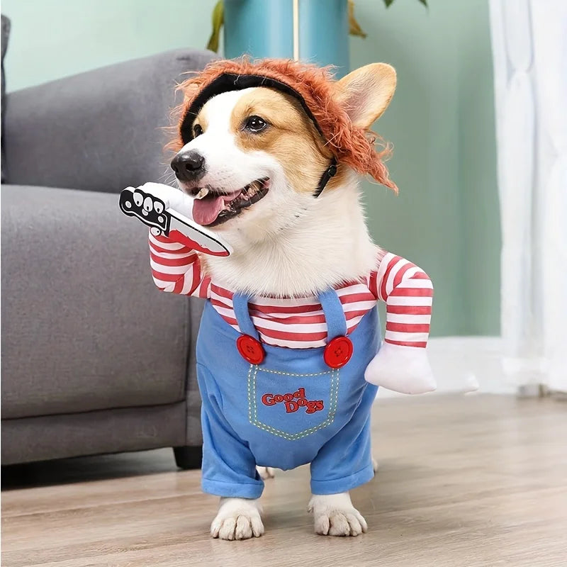 Halloween Pet Dog Clothes Transformed Pet Apparel and Wig for Holiday