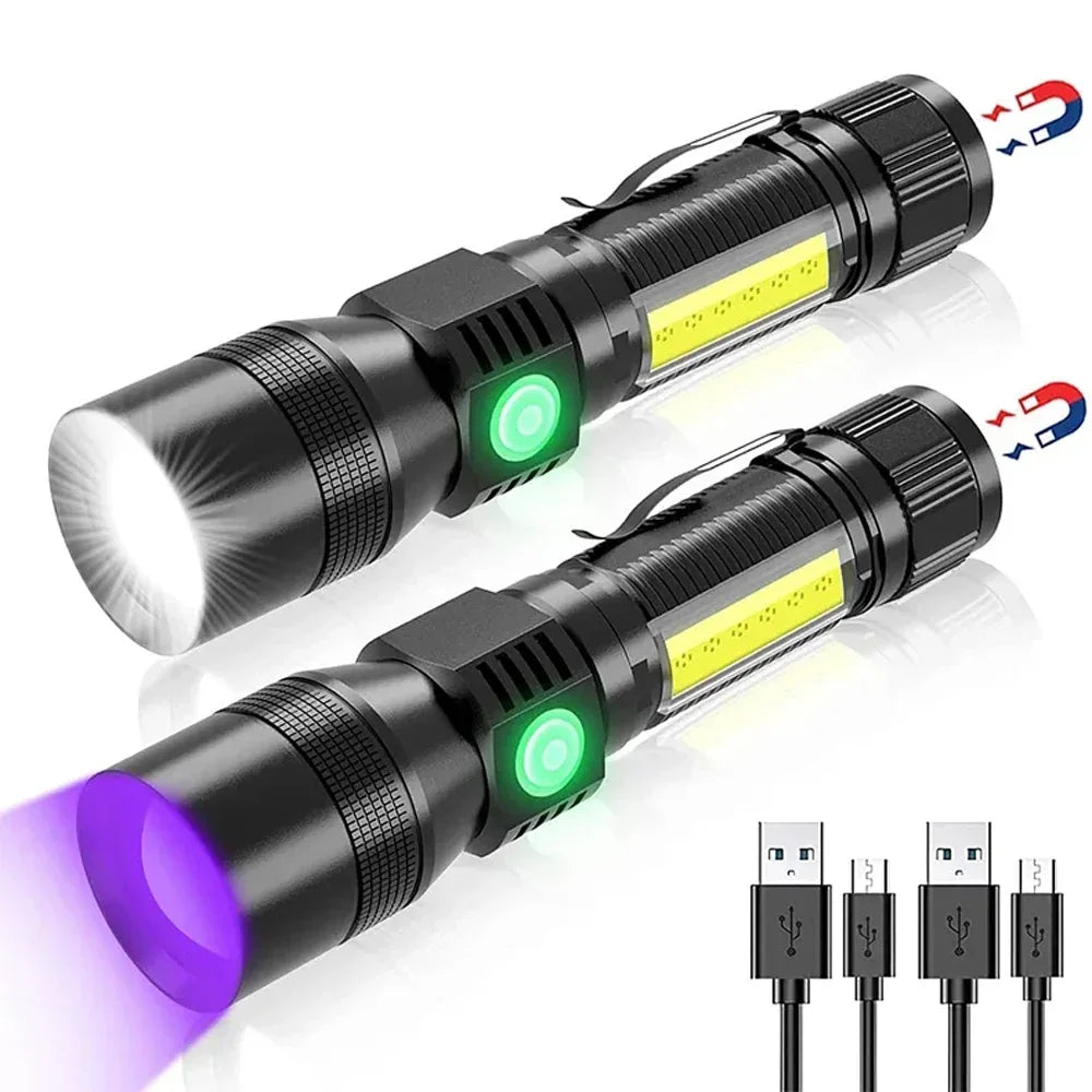 UV Light & Strong Light Flashlight USB Rechargeable Camping Lantern
