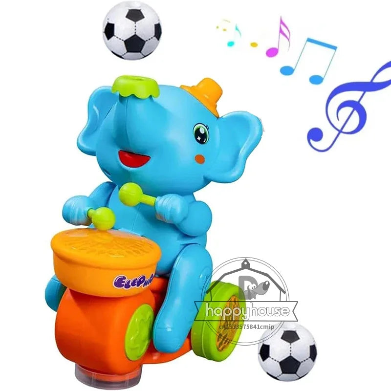 Musical Walking Elephant Drummer Toys for  Kid Musical Toy with LED