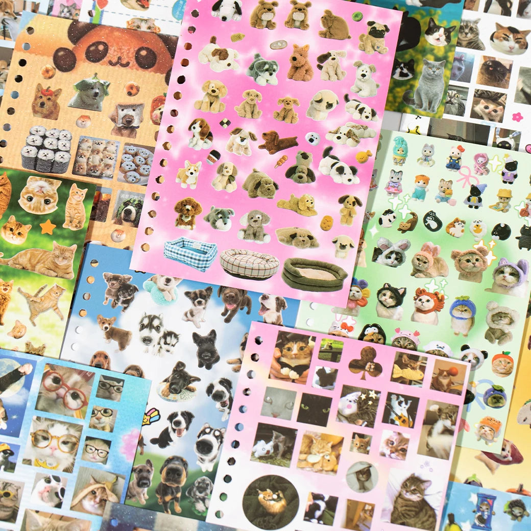 30Pcs/Book Cute Pet Battle Cut-Out Coil Sticker Book DIY Handbook
