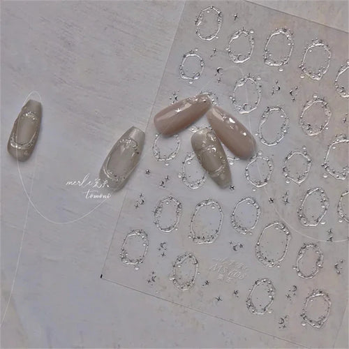 1pcs Jelly Nail Stickers Shiny French Ice Crystal Stars Love Self