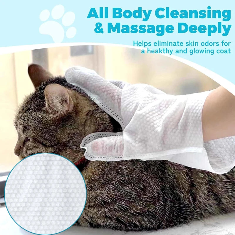 6Pcs Pet Wipes Gloves Free Cleaning Dog & Cat Wipes Puppies and