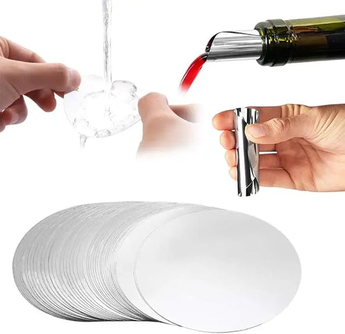 10/20pcs/ Set Silver Aluminum Foil Wine Pourer Disc Foldable Flexible