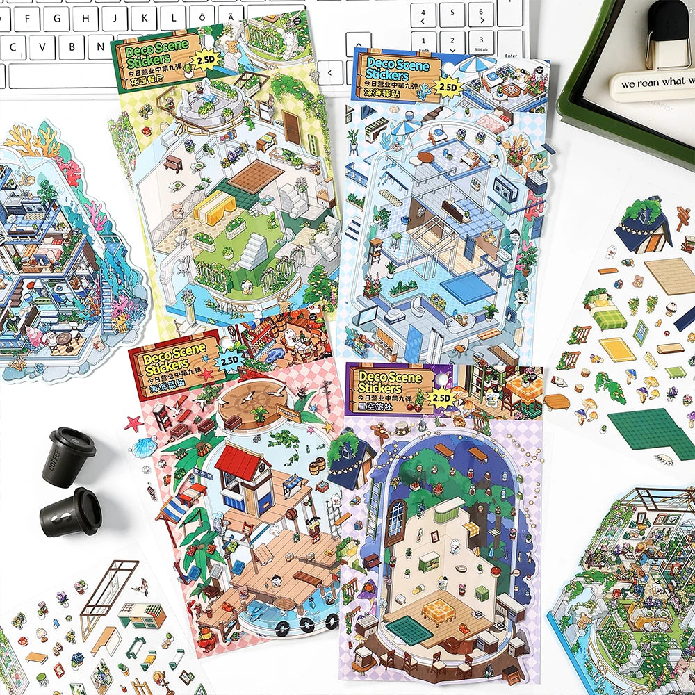 Kawaii  Deep Sea Home  3D DIY Landscape Sticker Pocket Cabin Scene