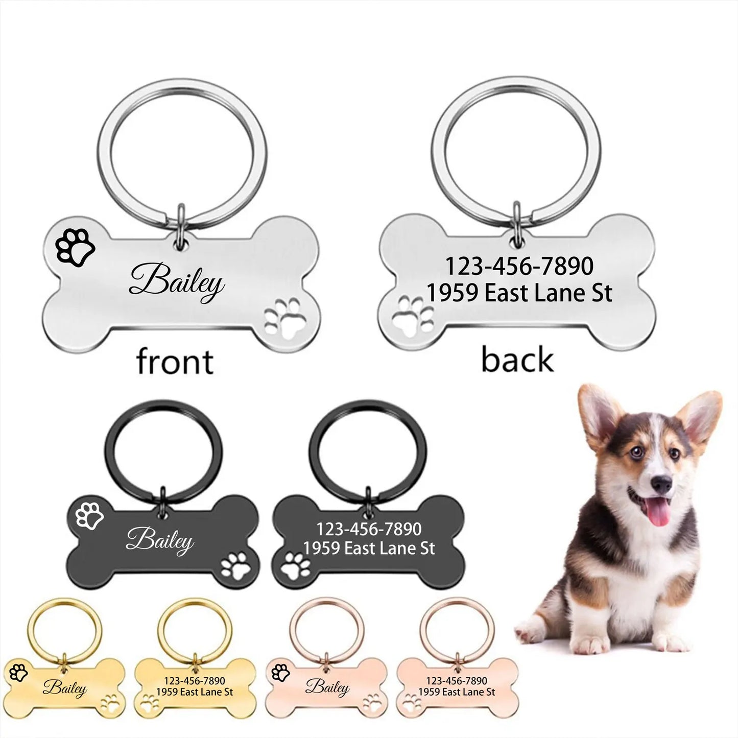1 pc abstract dog footprint Custom Name and text Personalized Dog Tags