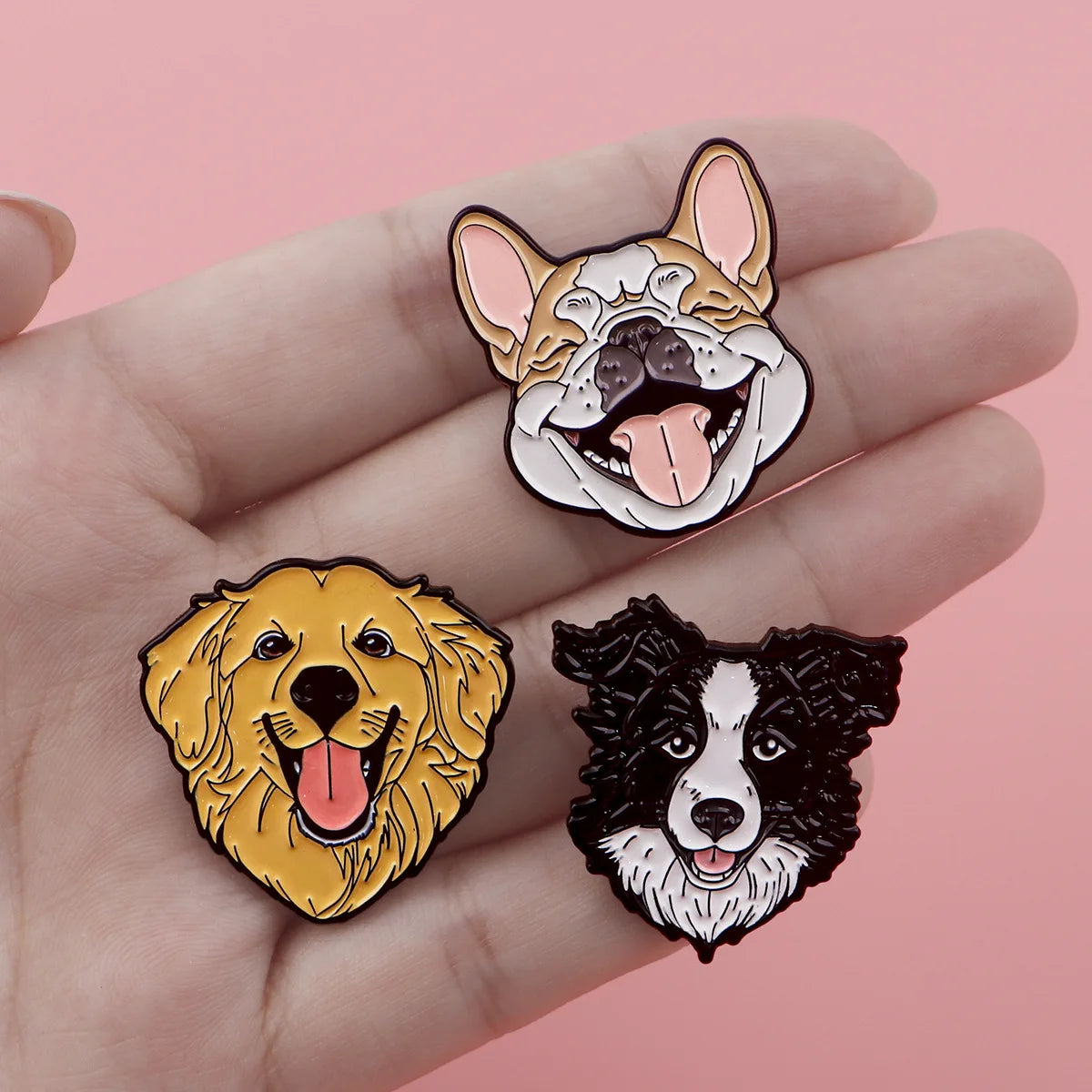 Cute Family Pet Dog Enamel Pins German Shepherd Husky French Bulldog