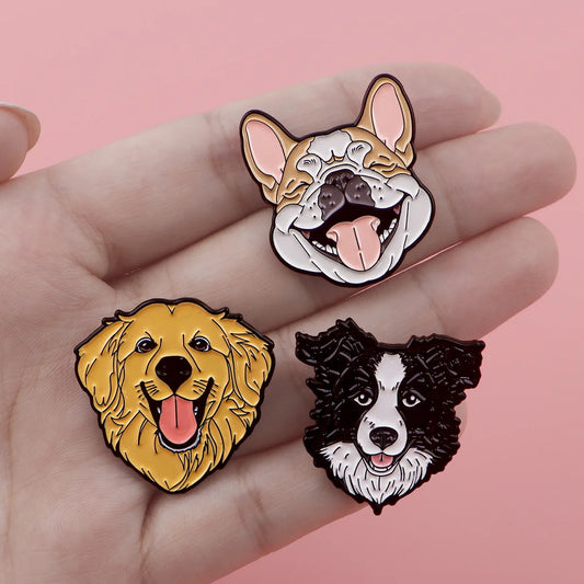Cute Family Pet Dog Enamel Pins German Shepherd Husky French Bulldog