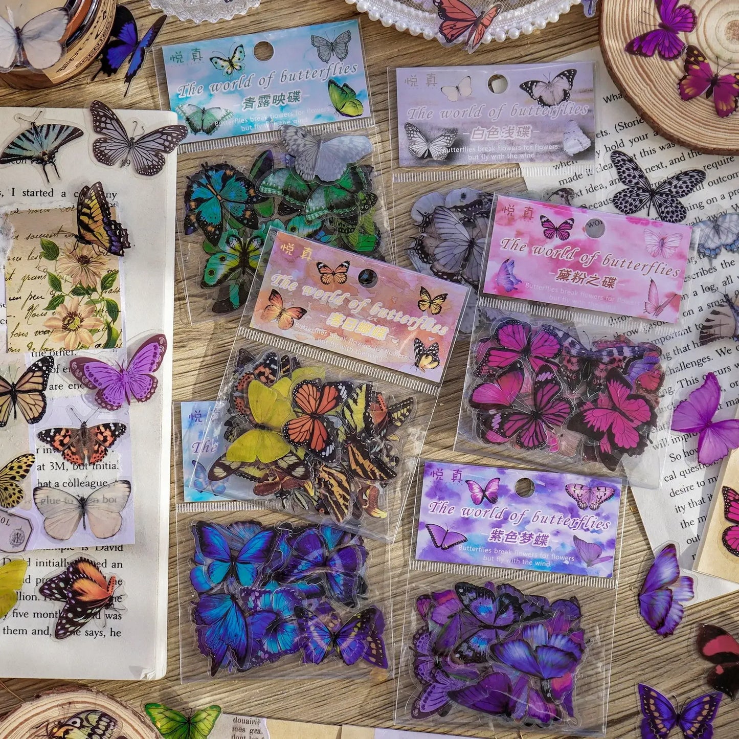 Journamm 40pcs/pack Butterfly Series Stickers Art Collage Junk Journal