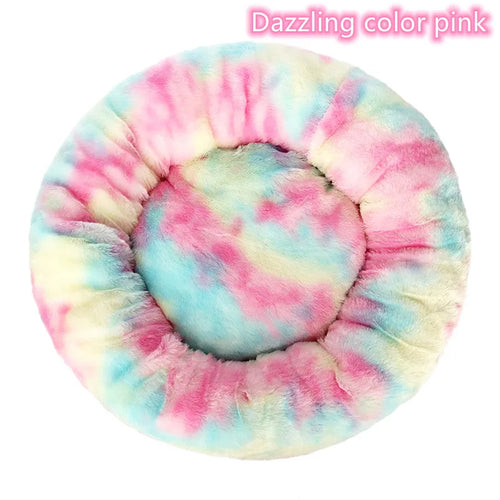 Super Soft Pet Cat Bed Plush Full Size Washable Calm Bed Donut Bed