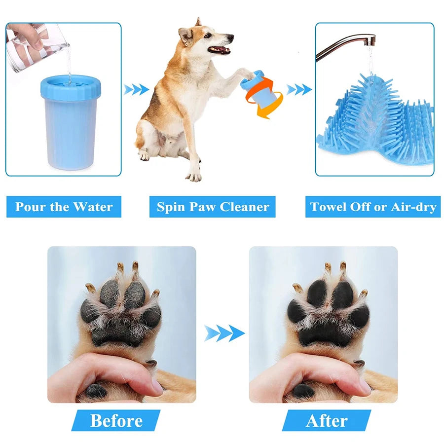 1Pc Pet Plastic Foot Wash Cup S L XL Large size silicone brush Dog cat