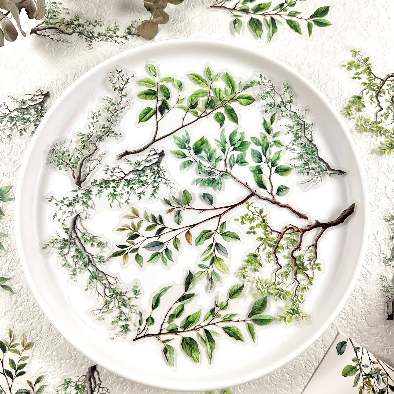 20 pcs Plant leaves PET Stickers Scrapbook Deco Sticker Label Diary