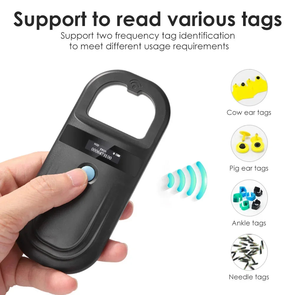 5YOA Handheld 134.2Khz Animal RFID Reader Pet Cat Dog Micro-Type Chip