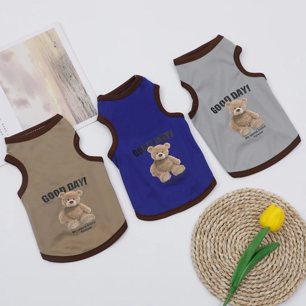 Cartoon Bear Dog Clothes Cute Cotton Dog Costume Pet T-shirt Cats Vest