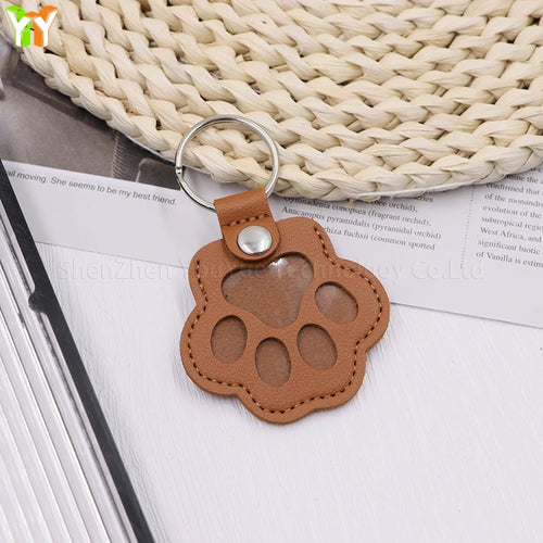 Memorial Leather Pet Hair Storage Bag Cat Paw Keychain Multifunctional