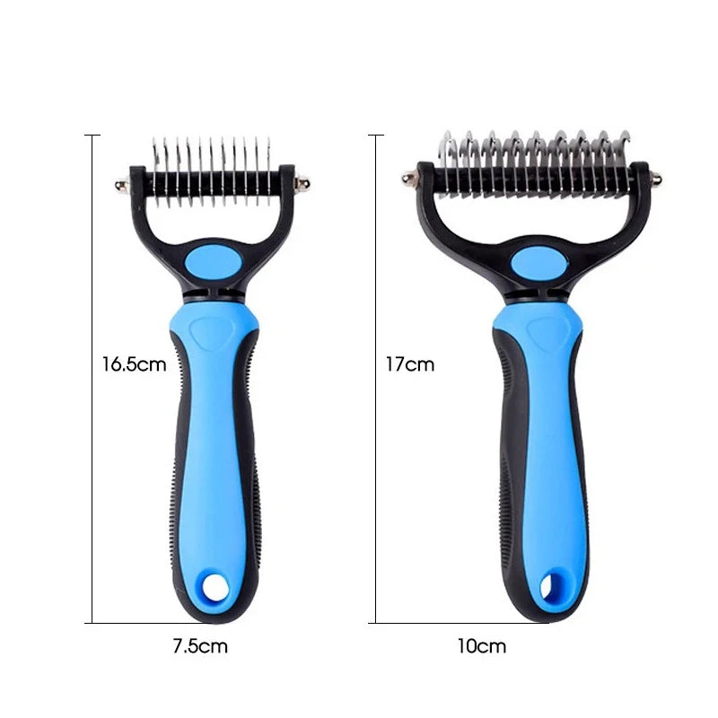 Pet Deshedding Brush Two Sided Pet Grooming Comb Stainless Steel
