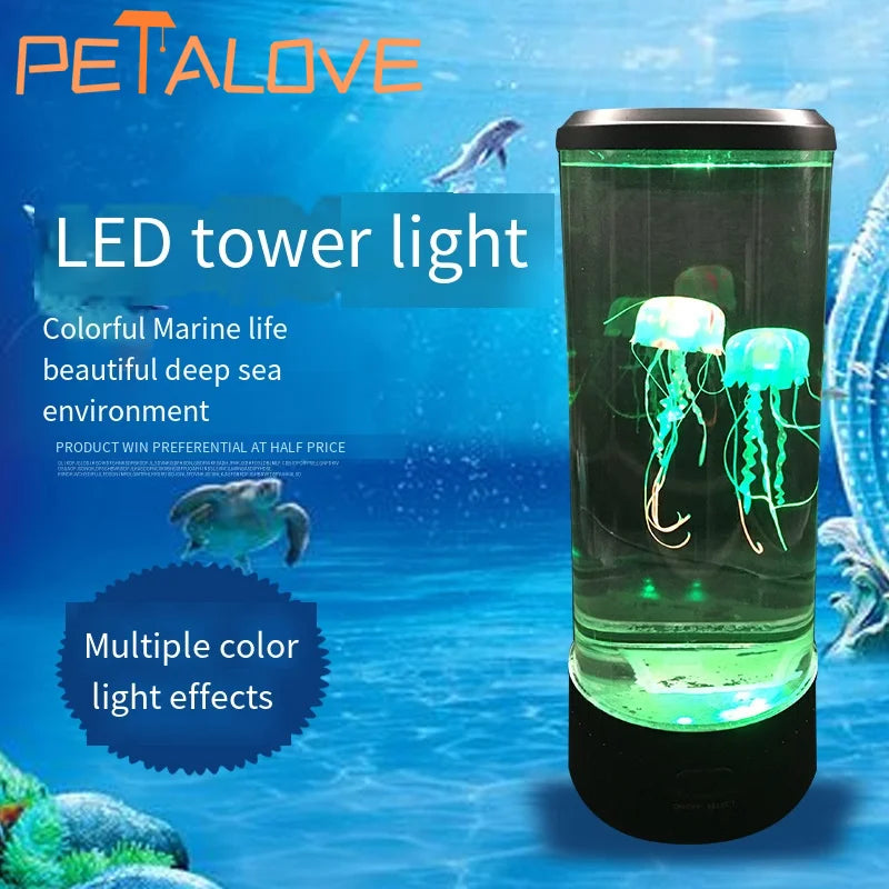 Jellyfish Lava Lamp Aquarium Ocean Night Lights 7Colors LED Jellyfish