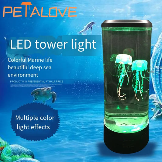 Jellyfish Lava Lamp Aquarium Ocean Night Lights 7Colors LED Jellyfish