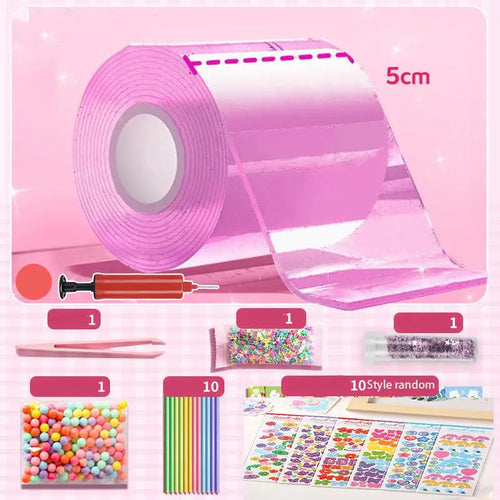 PET Nano Glue Knead Music Double Sided Tape Blow Bubbles Full Set Of