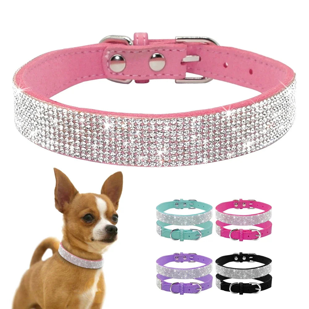 Dog Collar Crystal Glitter Rhinestone Pet Collars Zinc Alloy Buckle
