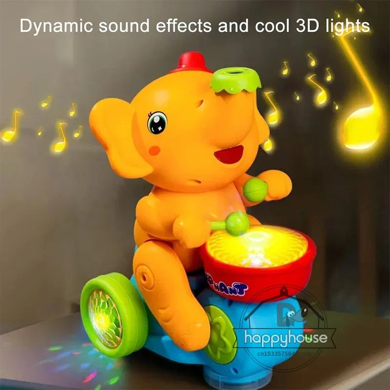 Musical Walking Elephant Drummer Toys for  Kid Musical Toy with LED