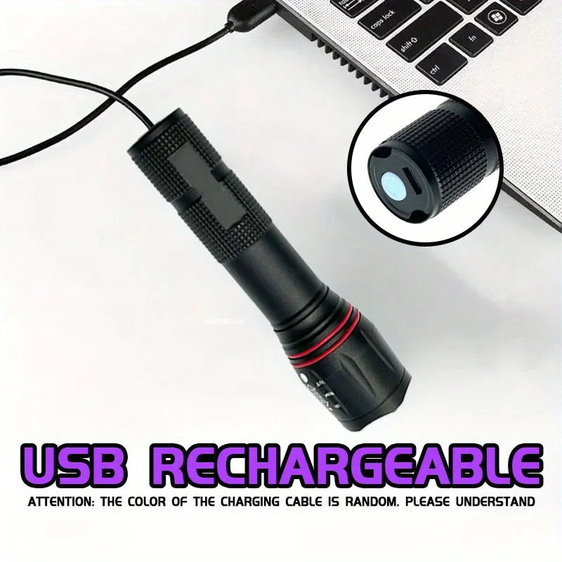 395nm LED UV Flashlight Rechargeable Zoomable Torch Light for Pet