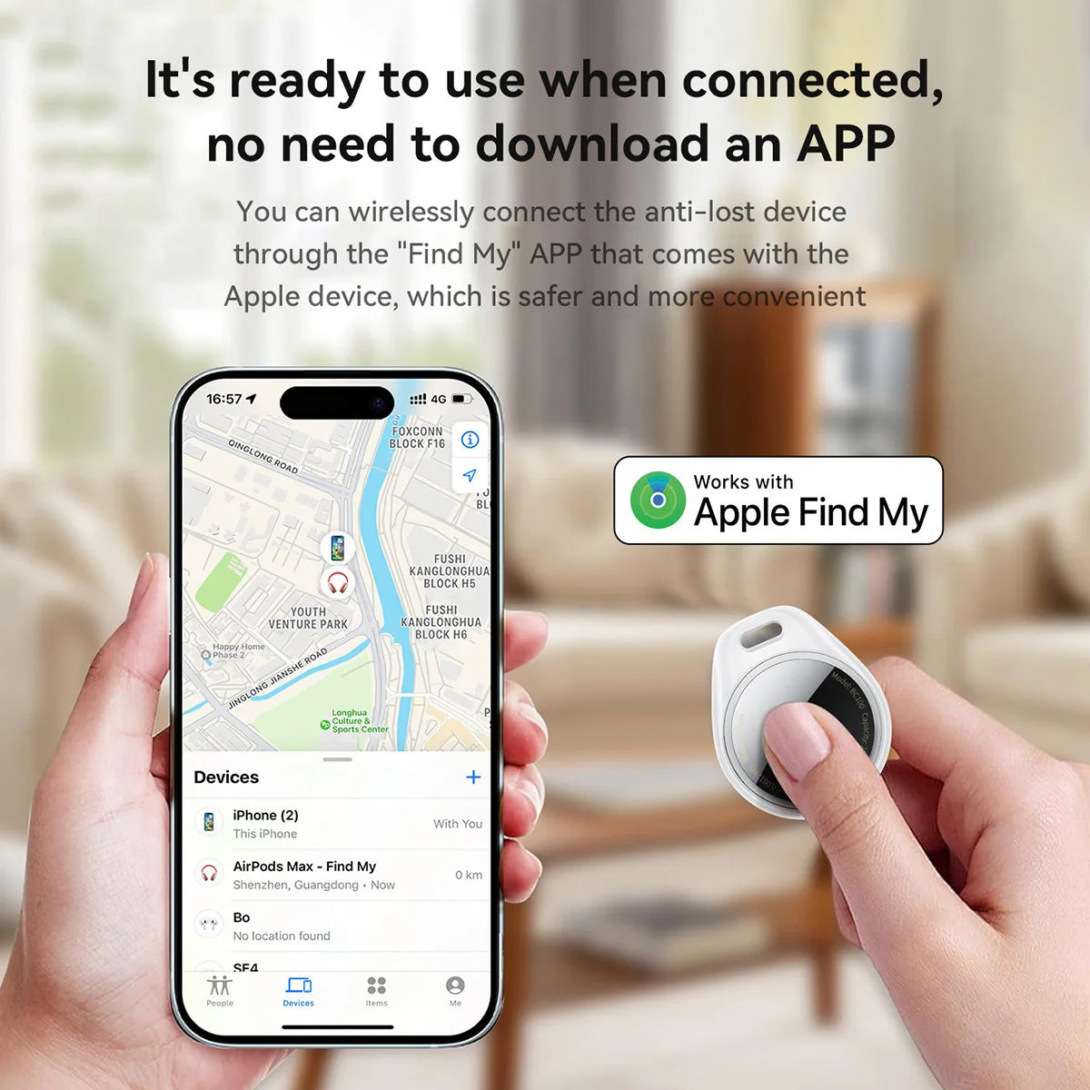 Airtag is compatible with Apple IOS phone, Find My, Bluetooth mini