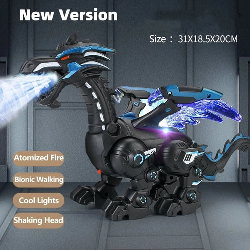 Simulation Fire Mechanical Dinoasur Water Spray Cool Light Electric