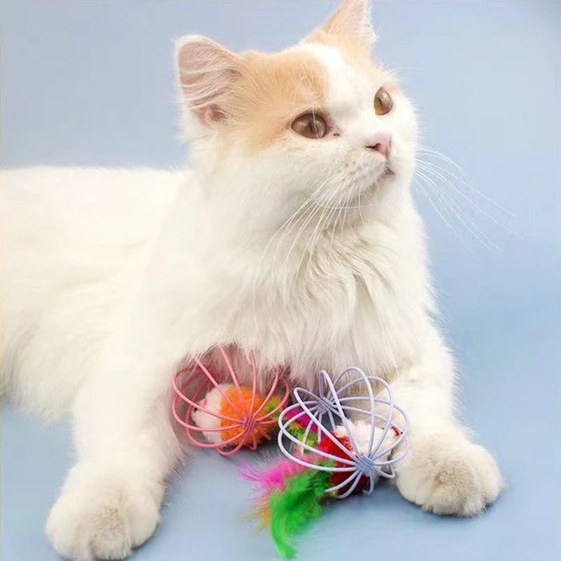 Hot cage rat happy cat toy plush simulation color mouse fun cat ball