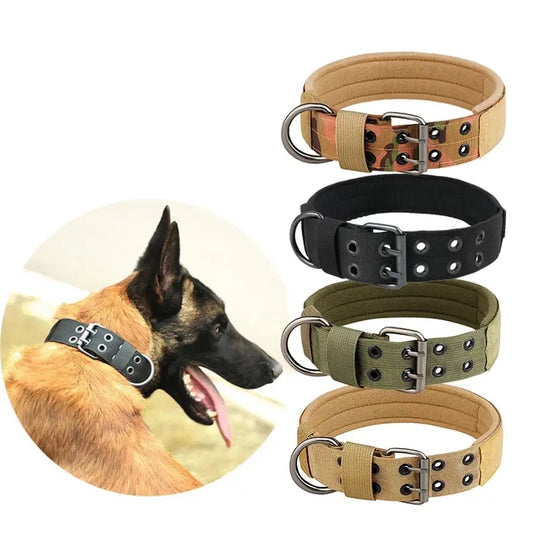 1pc Medium To Large Nylon Tactical Pet Dog Collar - Adjustable And