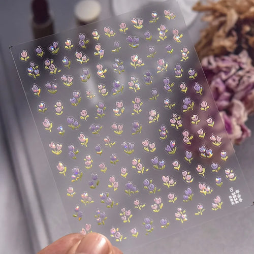 1pcs Jelly Nail Stickers Shiny French Ice Crystal Stars Love Self