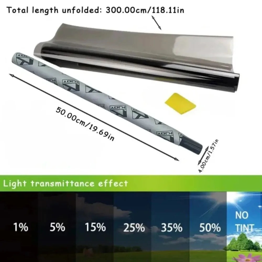 KKJOY 3M x 50cm VLT Black Car & Home Window Tint Film - UV & Solar