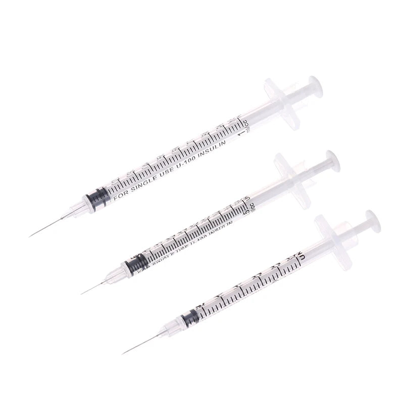 5Pcs 0.3/0.5/1ML Disposable Plastic Veterinary Syringe Orange Cap