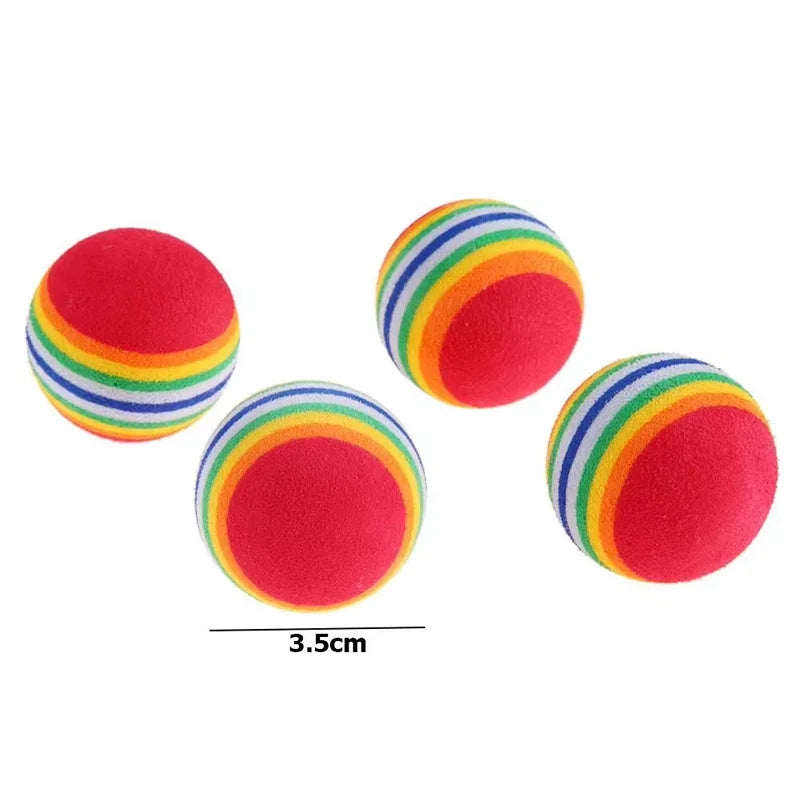 10PCS/5PCS Rainbow Cat Toys Ball Interactive Cat Dog Play Chewing