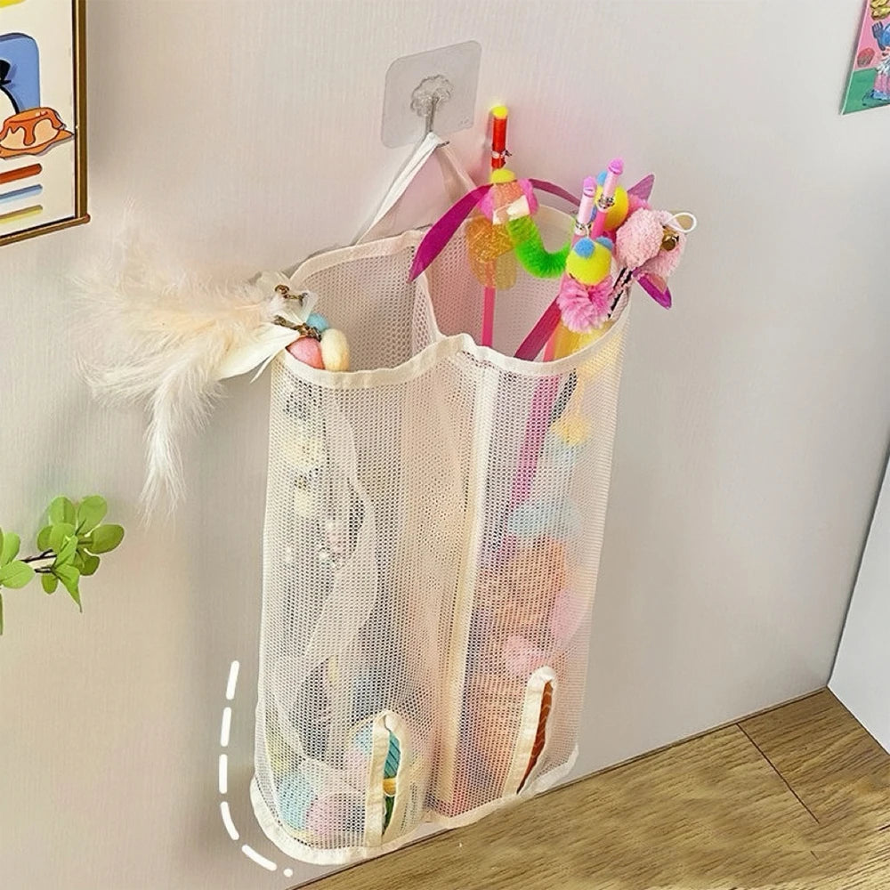 Cat Stick Wall-Mounted Mesh Storage Gag-Suitable For Pet Toys, Cat Toy