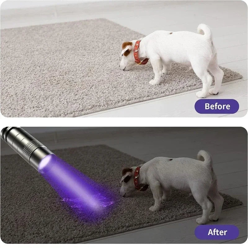 395nm UV Flashlight Ultraviolet Torch With Pen Clip Portable Violet