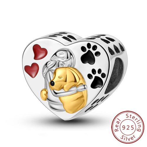 New 925 Sterling Silver Charm Beads Dog Cat Pets Pendant Fit Original