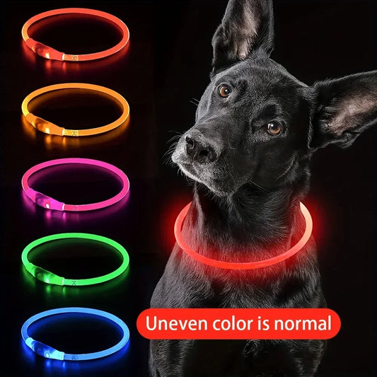 USB Rechargeable Fiber Optic Collar Pet Dog LED Light Collar Luminous