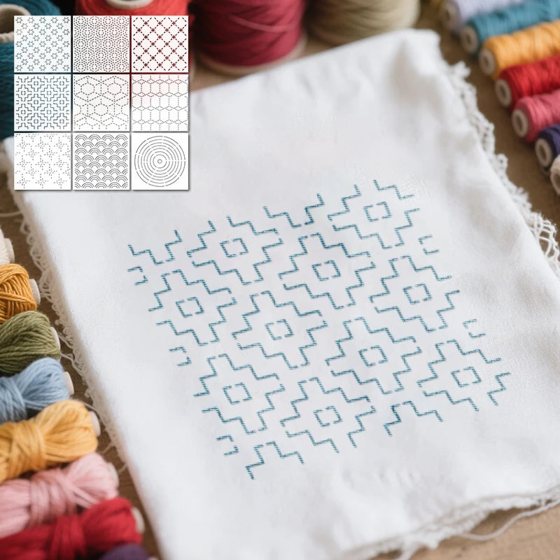 YOMDID 9pcs Sashiko Embroidery Templates Reusable PET Sewing Stencils