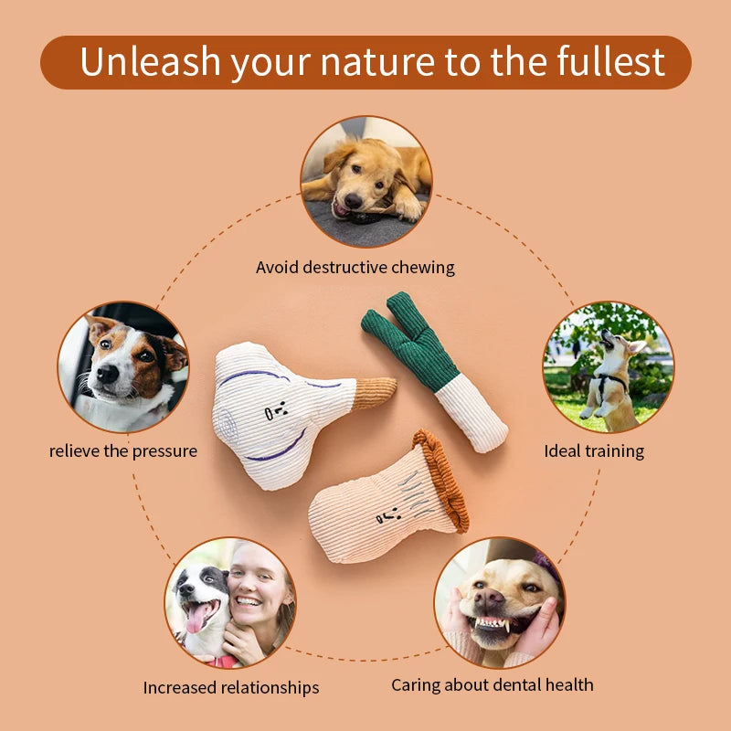 Pet Dog Plush Noise Chewing Toy Be Endurable Onion Mushroom Garlic