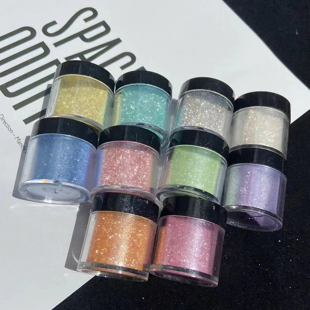 10Colors Sparkly Nail Glitter Powder Rainbow Crystal Diamond Pigment