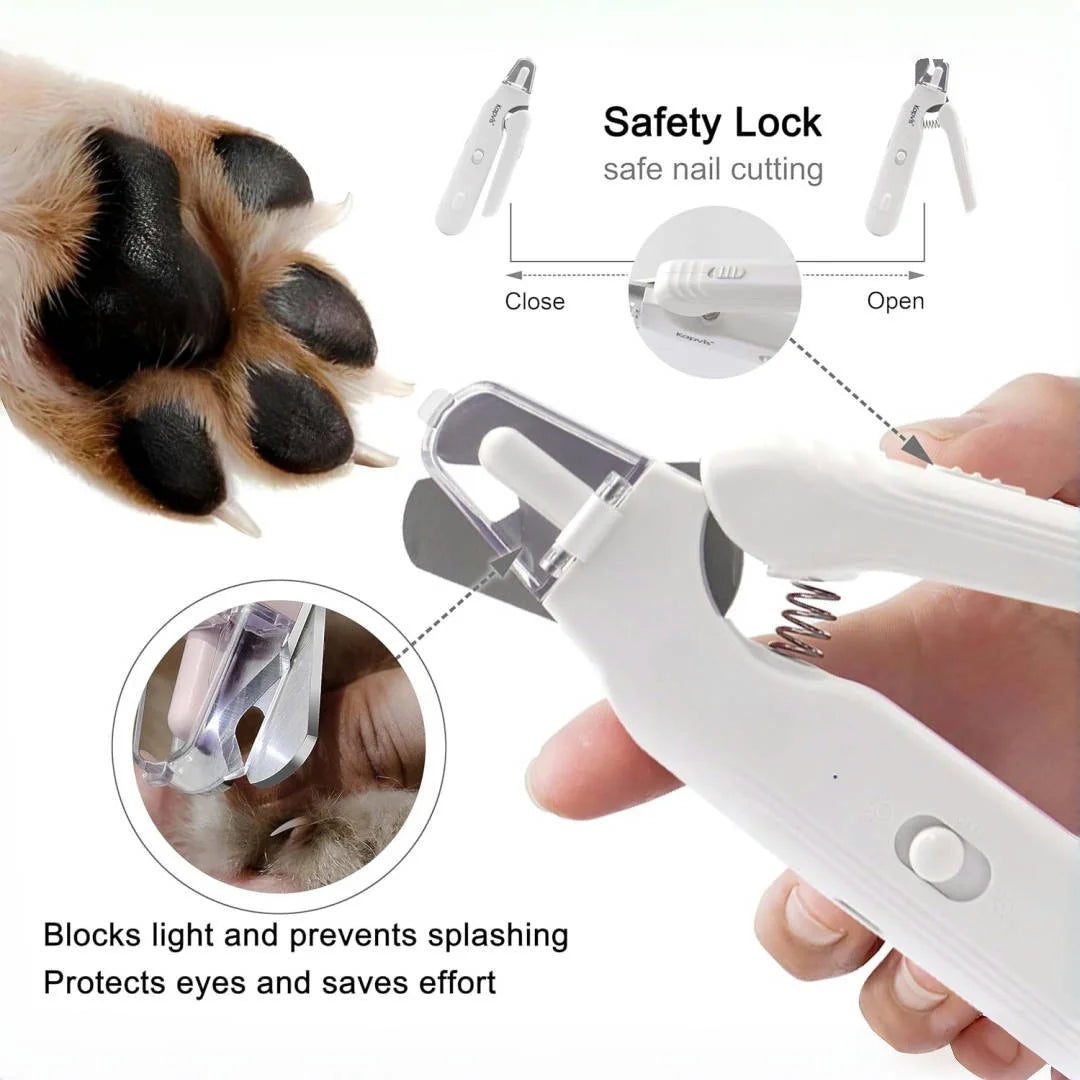 Pet Nail Clippers, Quiet Pet Nail Grinder with 2 LED Lights for Large