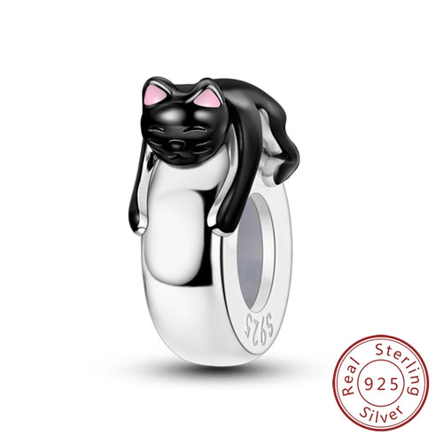 Charms 925 Sterling Silver Dog Cat Paw Print Love Pets Charms Beads